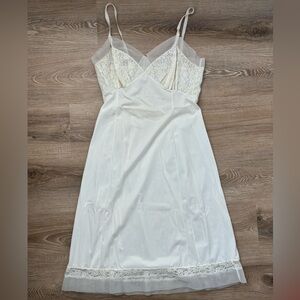 Vintage 50s 60s Van Raalte White Cream Lace Slip Dress Chemise